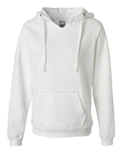 J. America 8836 Women's Sueded V-Neck Hooded Sweatshirt - White - HIT a Double