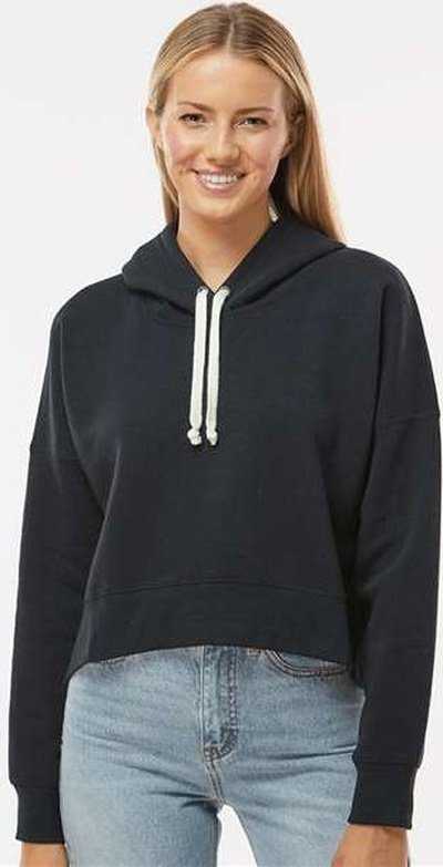 J. America 8853 Women's Crop Hooded Sweatshirt - Black Solid" - "HIT a Double
