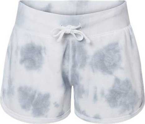 J. America 8856 Women's Fleece Shorts - Gray Tie Dye" - "HIT a Double