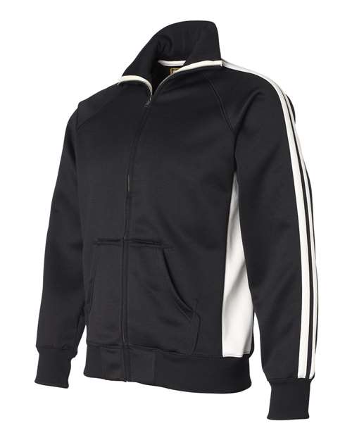 J. America 8858 Vintage Polyester Fleece Track Jacket - Black White - HIT a Double