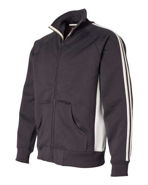 J. America 8858 Vintage Polyester Fleece Track Jacket - Graphite White - HIT a Double