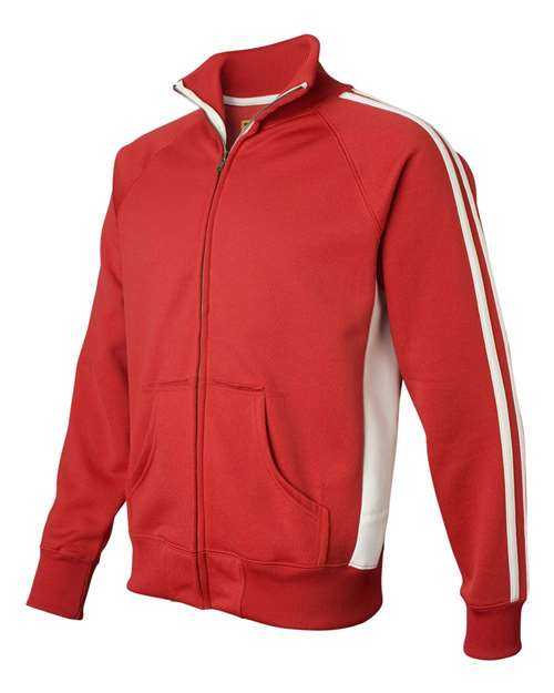 J. America 8858 Vintage Polyester Fleece Track Jacket - Red White - HIT a Double