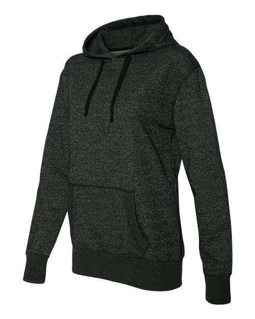 J. America 8860 Womens Glitter French Terry Hooded Sweatshirt - Black Silver - HIT a Double