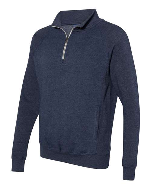 J. America 8869 Triblend Quarter-Zip Sweatshirt - True Navy Triblend - HIT a Double