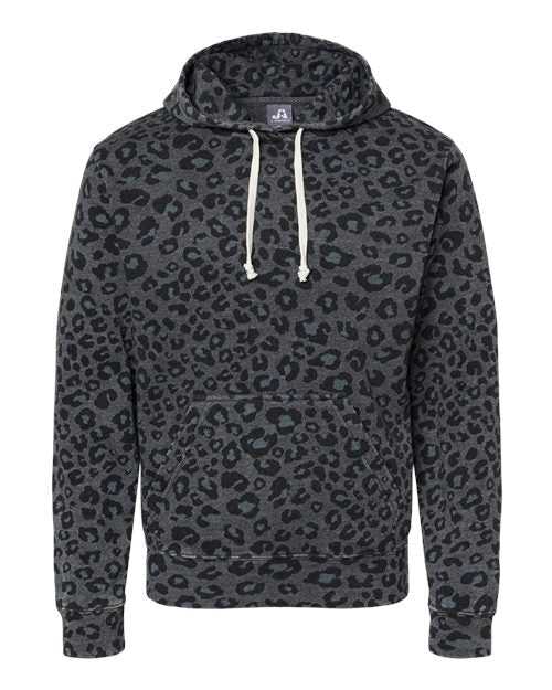 J. America 8871 Triblend Fleece Hooded Sweatshirt - Black Leopard Triblend - HIT a Double