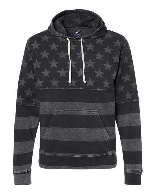 J. America 8871 Triblend Fleece Hooded Sweatshirt - Black Stars & Stripes Triblend - HIT a Double