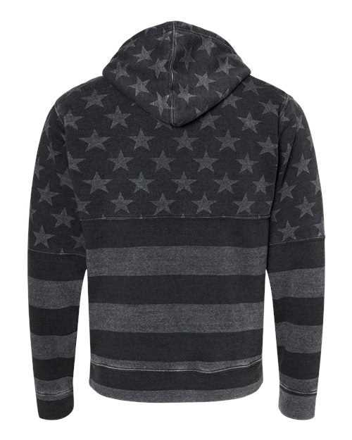 J. America 8871 Triblend Fleece Hooded Sweatshirt - Black Stars &amp; Stripes Triblend - HIT a Double