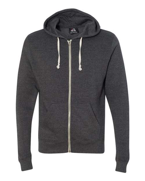 J. America 8872 Triblend Full-Zip Hooded Sweatshirt - Black Triblend - HIT a Double
