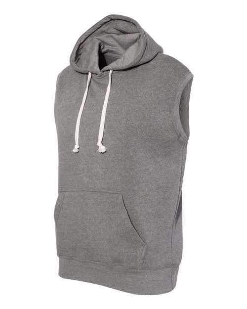J. America 8877 Triblend Sleeveless Hooded Sweatshirt - Smoke Triblend - HIT a Double