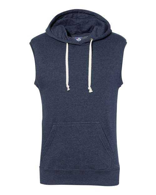 J. America 8877 Triblend Sleeveless Hooded Sweatshirt - True Navy Triblend - HIT a Double