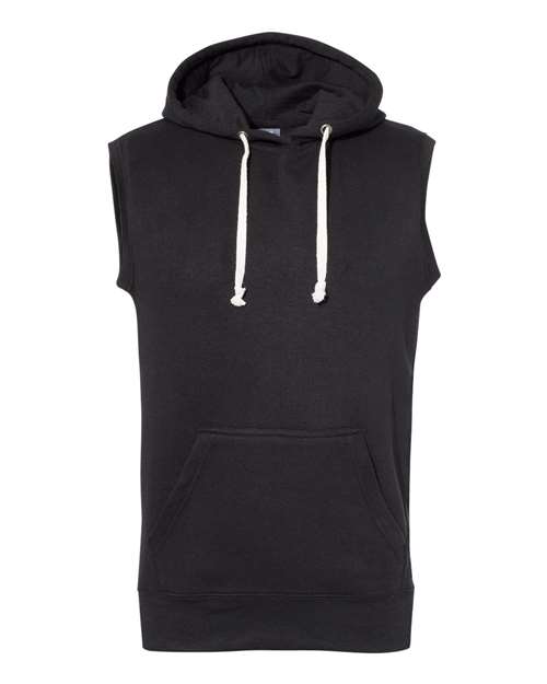 J. America 8877 Triblend Sleeveless Hooded Sweatshirt - Solid Black - HIT a Double