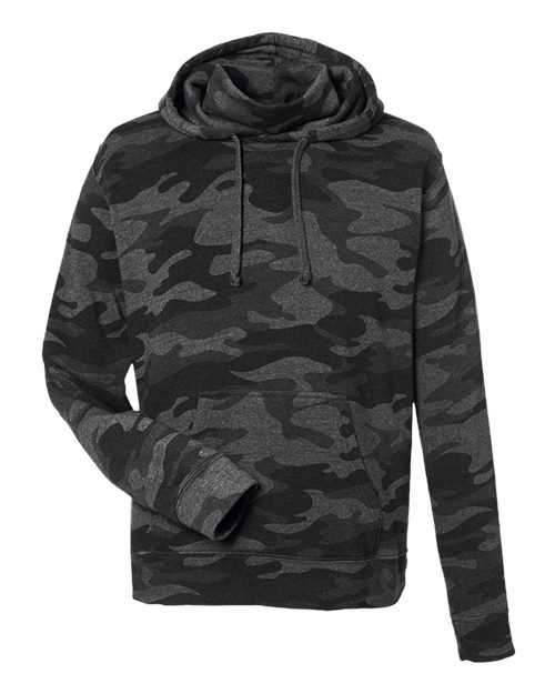 J. America 8879 Gaiter Fleece Hooded Sweatshirt - Black Camo Heather - HIT a Double