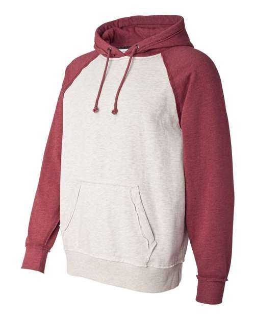 J. America 8885 Vintage Heather Hooded Sweatshirt - Oatmeal Heather Simply Red Heather - HIT a Double
