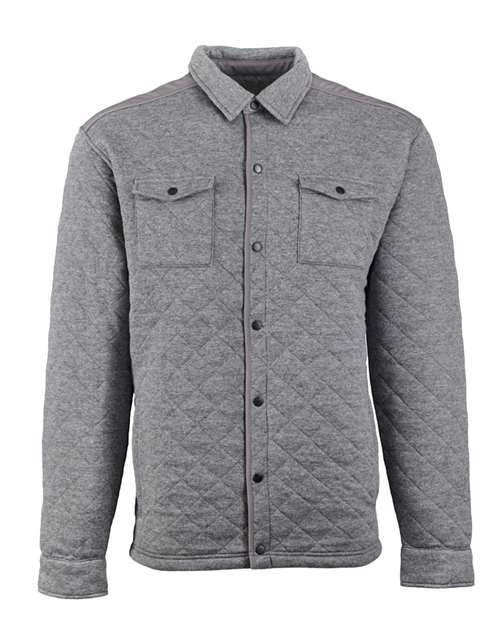 J. America 8889 Quilted Jersey Shirt Jacket - Charcoal Heather - HIT a Double