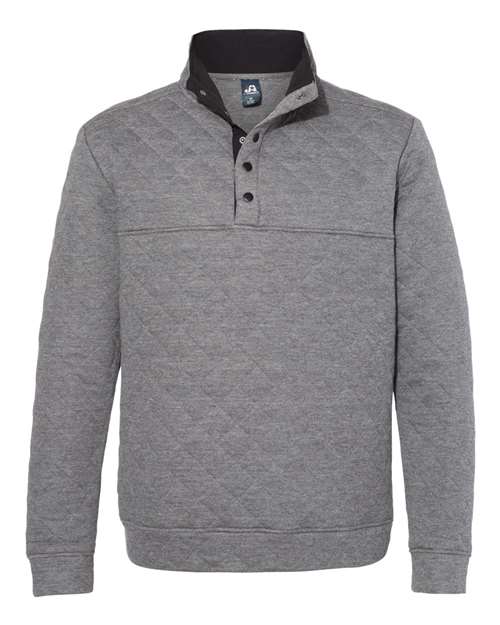 J. America 8890 Quilted Snap Pullover - Charcoal Heather - HIT a Double