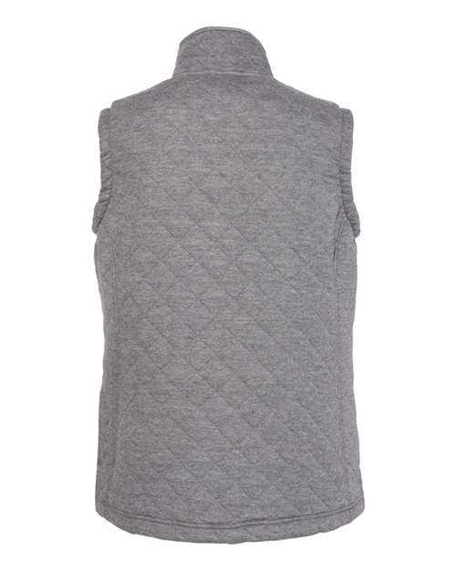 J. America 8892 Womens Quilted Full-Zip Vest - Charcoal Heather - HIT a Double