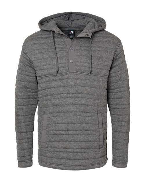 J. America 8897 Horizon Quilted Anorak Hooded Pullover - Charcoal Heather - HIT a Double