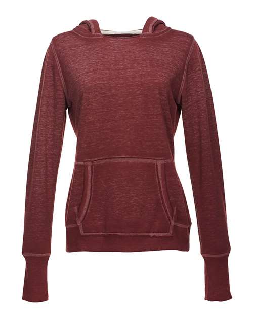 J. America 8912 Women&#39;s Zen Fleece Hooded Sweatshirt - Twisted Bordeaux - HIT a Double