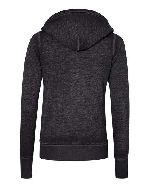 J. America 8913 Women&#39;s Zen Fleece Full-Zip Hooded Sweatshirt - Twisted Black - HIT a Double