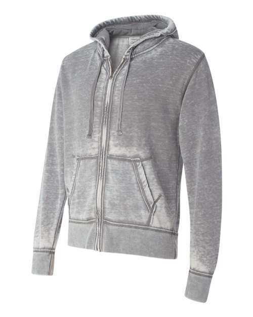 J. America 8916 Vintage Zen Fleece Full-Zip Hooded Sweatshirt - Cement - HIT a Double