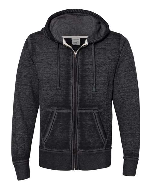 J. America 8916 Vintage Zen Fleece Full-Zip Hooded Sweatshirt - Twisted Black - HIT a Double