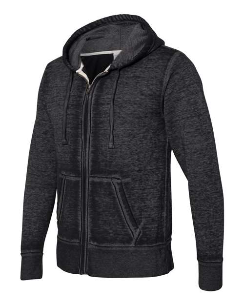 J. America 8916 Vintage Zen Fleece Full-Zip Hooded Sweatshirt - Twisted Black - HIT a Double