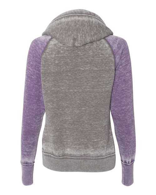 J. America 8926 Women&#39;s Zen Fleece Raglan Hooded Sweatshirt - Cement Very Berry - HIT a Double