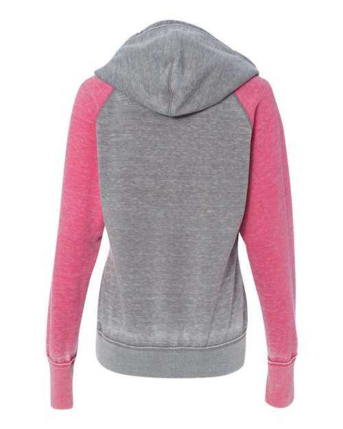 J. America 8926 Women&#39;s Zen Fleece Raglan Hooded Sweatshirt - Cement Wildberry - HIT a Double
