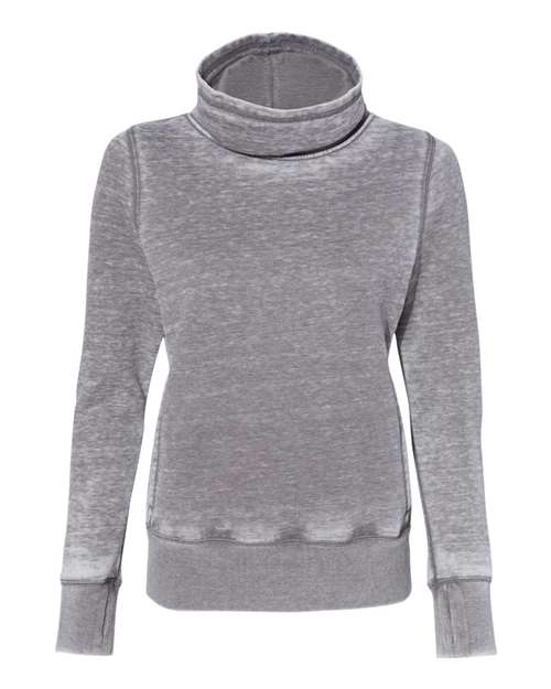 J. America 8930 Womens Zen Fleece Cowl Neck Sweatshirt - Cement - HIT a Double