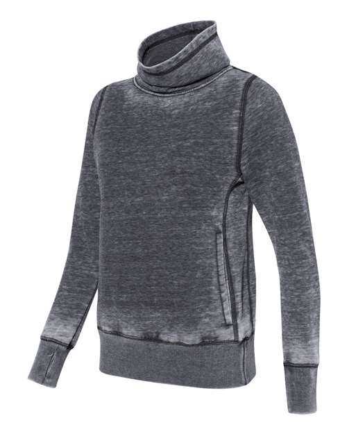 J. America 8930 Womens Zen Fleece Cowl Neck Sweatshirt - Dark Smoke - HIT a Double