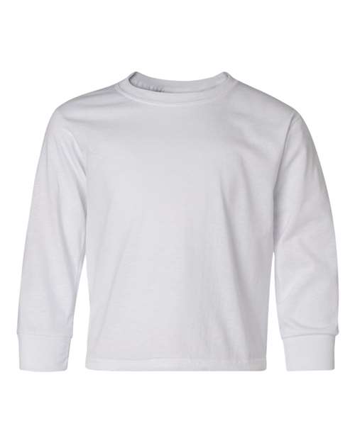 Jerzees 29BLR Dri-Power Youth Long Sleeve 50 50 T-Shirt - White - HIT a Double