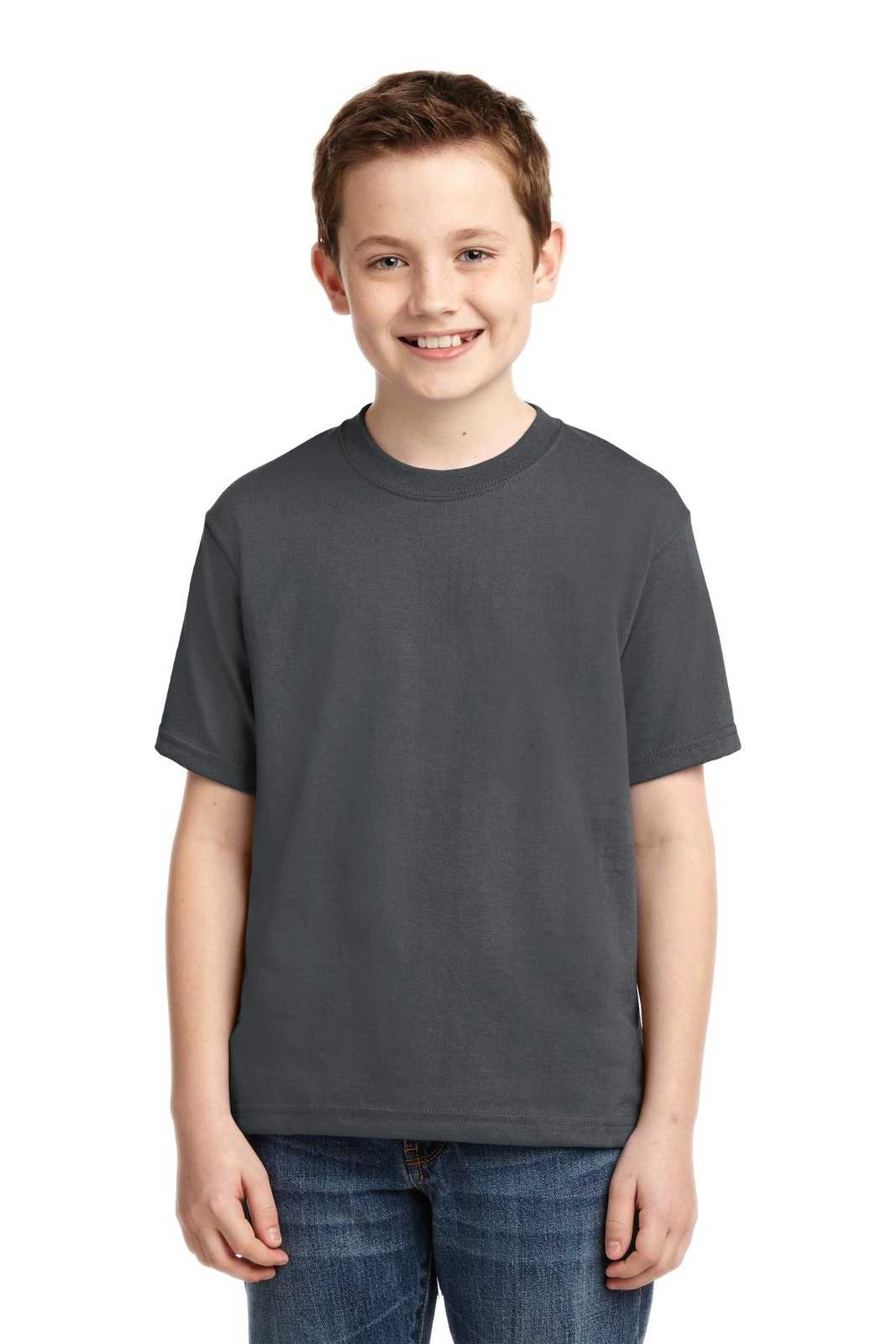 Jerzees 29B Youth Dri-Power 50/50 Cotton/Poly T-Shirt - Charcoal Gray - HIT a Double