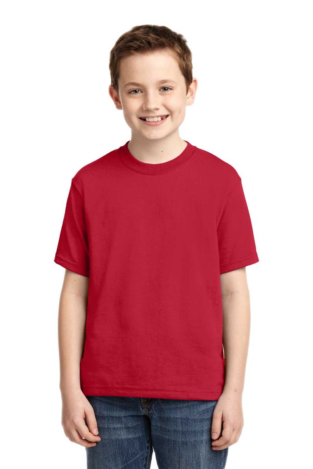 Jerzees 29B Youth Dri-Power 50/50 Cotton/Poly T-Shirt - True Red - HIT a Double