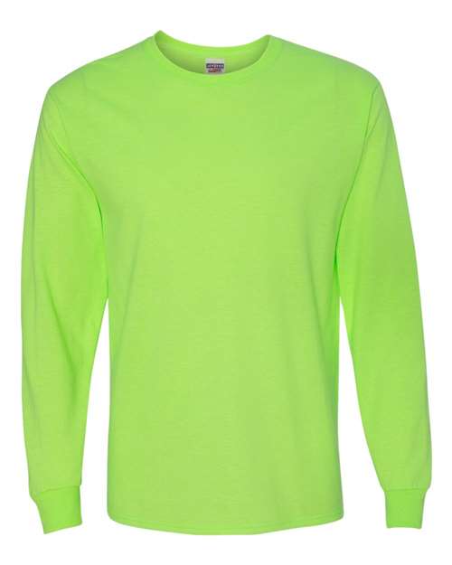Jerzees 29LSR Dri-Power Long Sleeve 50 50 T-Shirt - Neon Green - HIT a Double