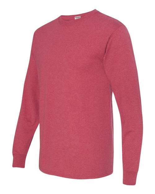 Jerzees 29LSR Dri-Power Long Sleeve 50 50 T-Shirt - Vintage Heather Red - HIT a Double