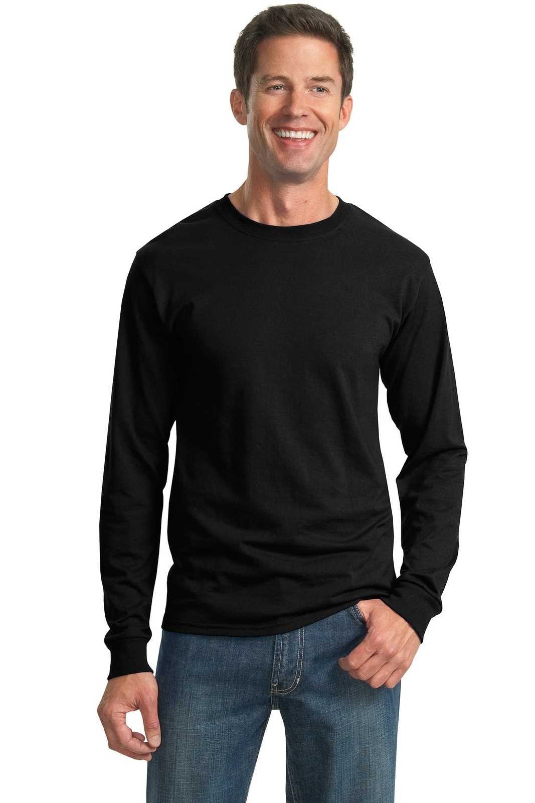 Jerzees 29LS Dri-Power 50/50 Cotton/Poly Long Sleeve T-Shirt - Black - HIT a Double