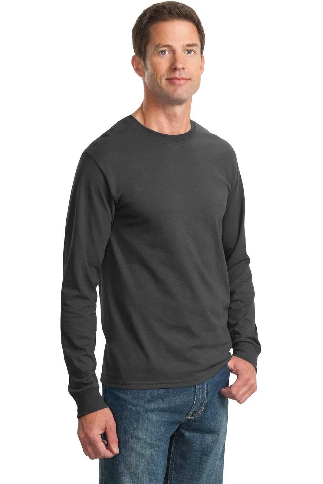 Jerzees 29LS Dri-Power 50/50 Cotton/Poly Long Sleeve T-Shirt - Charcoal Gray - HIT a Double