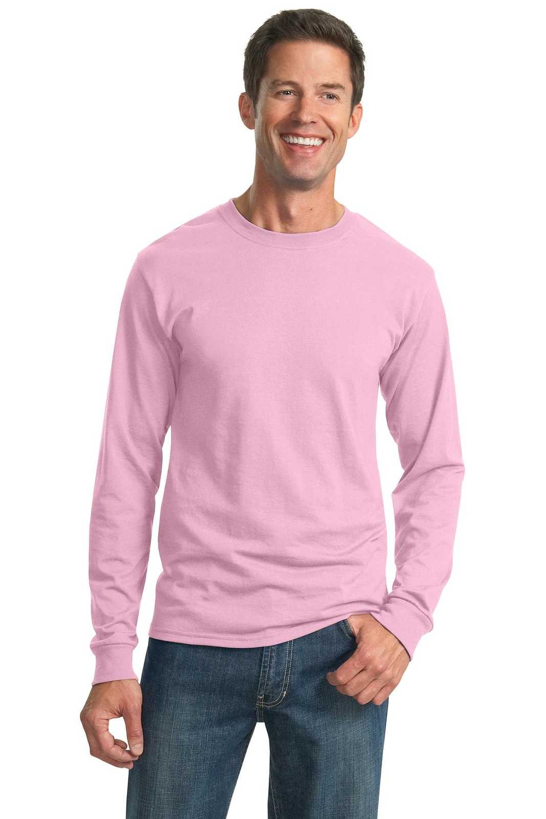 Jerzees 29LS Dri-Power 50/50 Cotton/Poly Long Sleeve T-Shirt - Classic Pink - HIT a Double