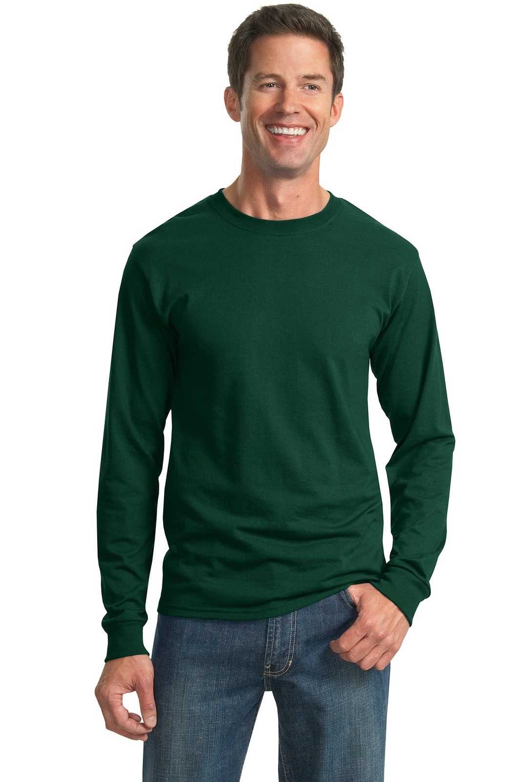 Jerzees 29LS Dri-Power 50/50 Cotton/Poly Long Sleeve T-Shirt - Forest Green - HIT a Double