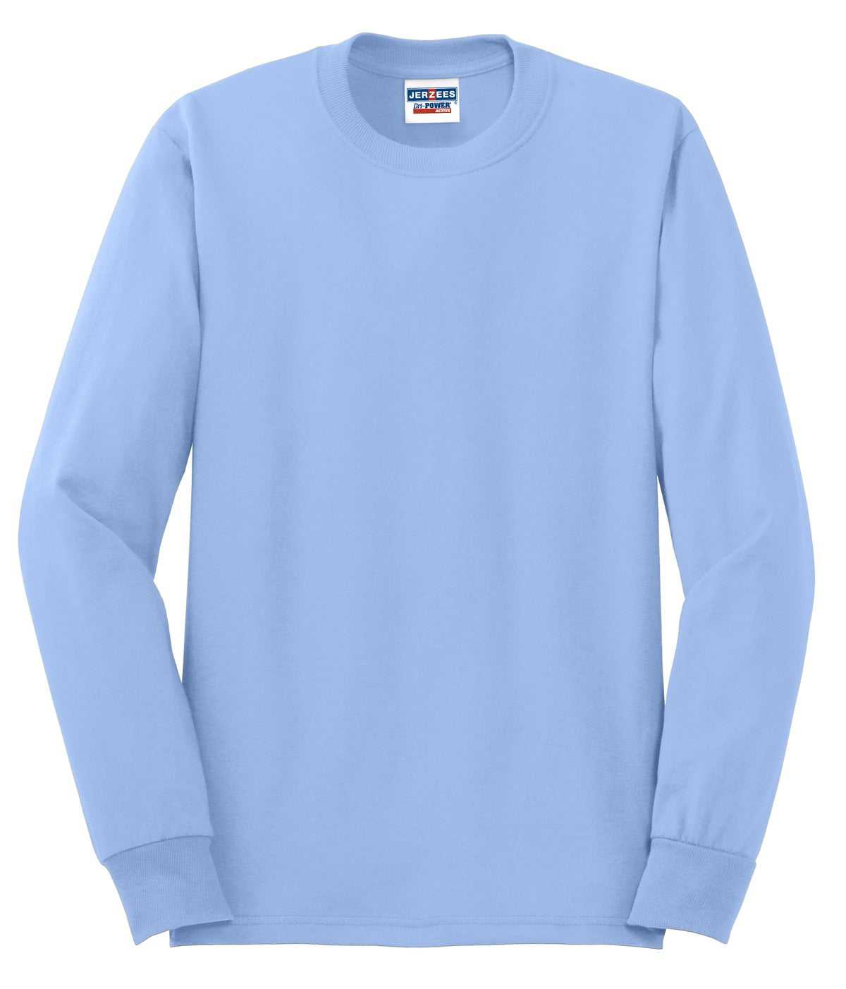 Jerzees 29LS Dri-Power 50/50 Cotton/Poly Long Sleeve T-Shirt - Light Blue - HIT a Double