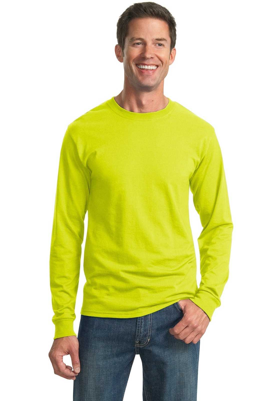 Jerzees 29LS Dri-Power 50/50 Cotton/Poly Long Sleeve T-Shirt - Safety Green - HIT a Double