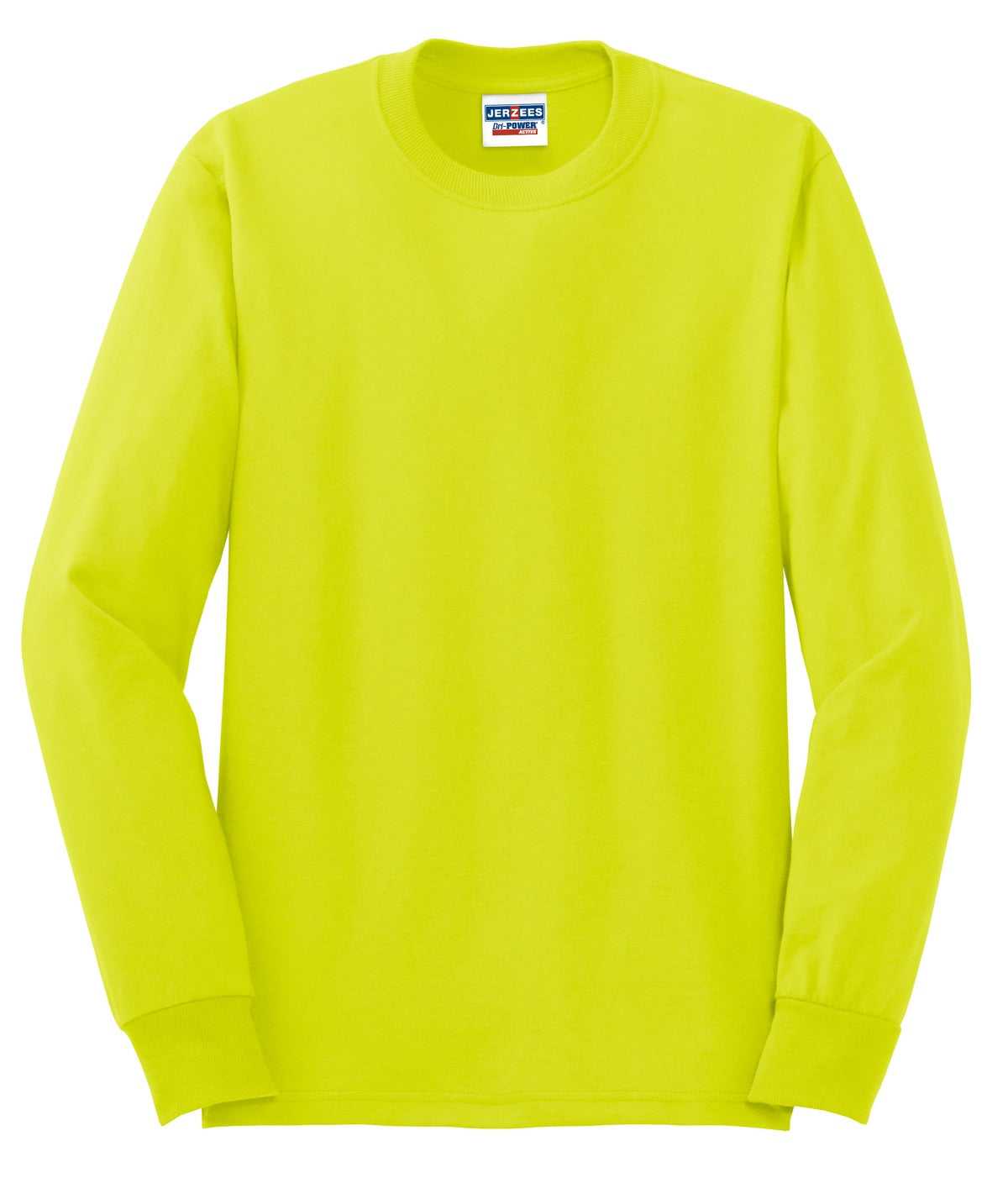 Jerzees 29LS Dri-Power 50/50 Cotton/Poly Long Sleeve T-Shirt - Safety Green - HIT a Double