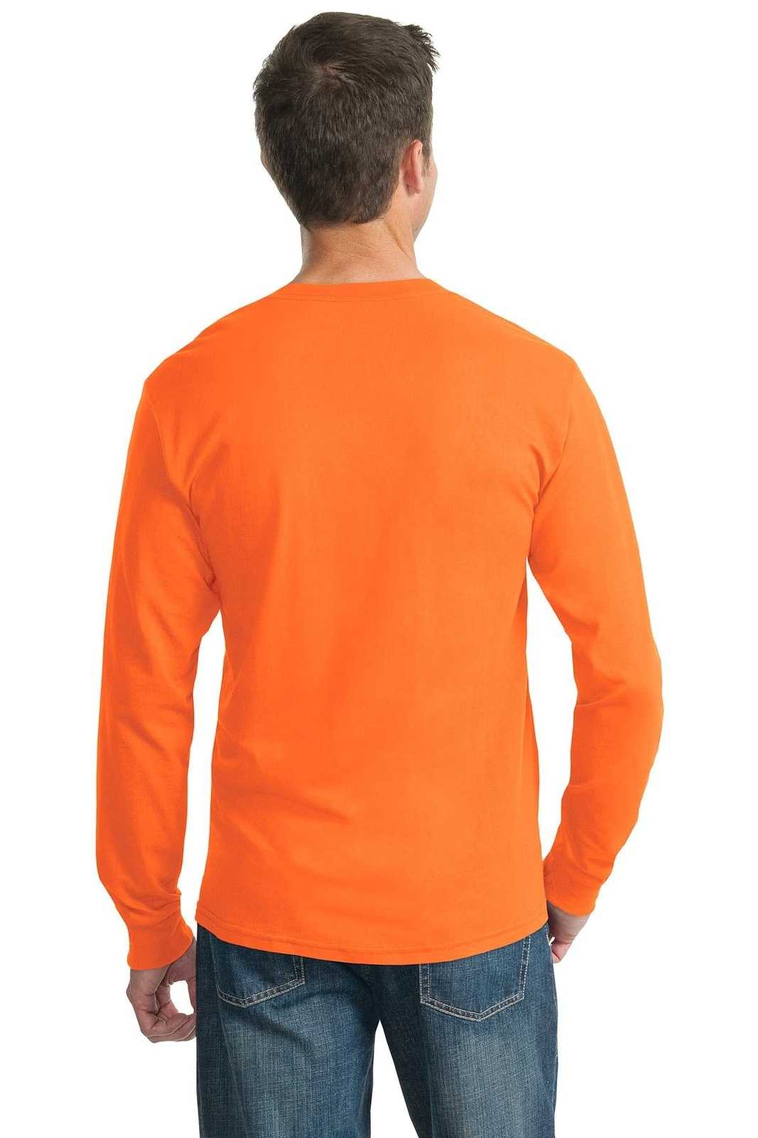 Jerzees 29LS Dri-Power 50/50 Cotton/Poly Long Sleeve T-Shirt - Safety Orange - HIT a Double