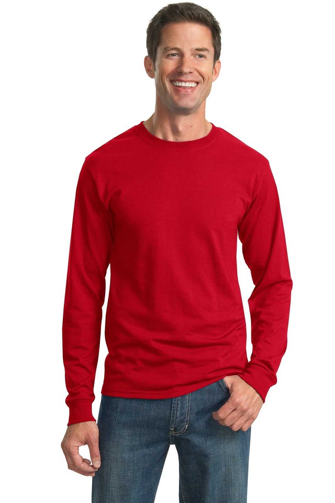 Jerzees 29LS Dri-Power 50/50 Cotton/Poly Long Sleeve T-Shirt - True Red - HIT a Double