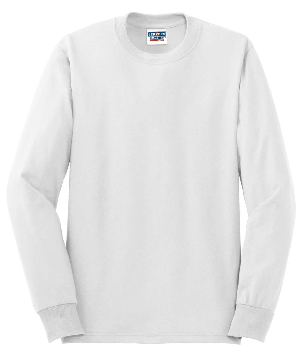 Jerzees 29LS Dri-Power 50/50 Cotton/Poly Long Sleeve T-Shirt - White - HIT a Double