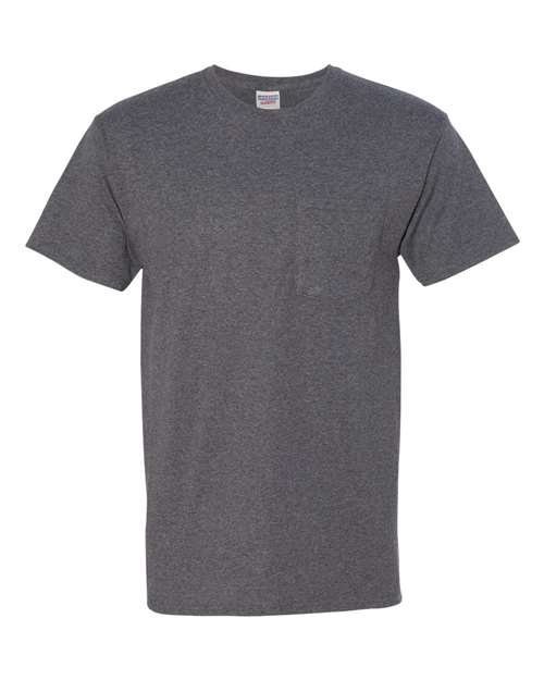 Jerzees 29MPR Dri-Power 50 50 T-Shirt with a Pocket - Black Heather - HIT a Double