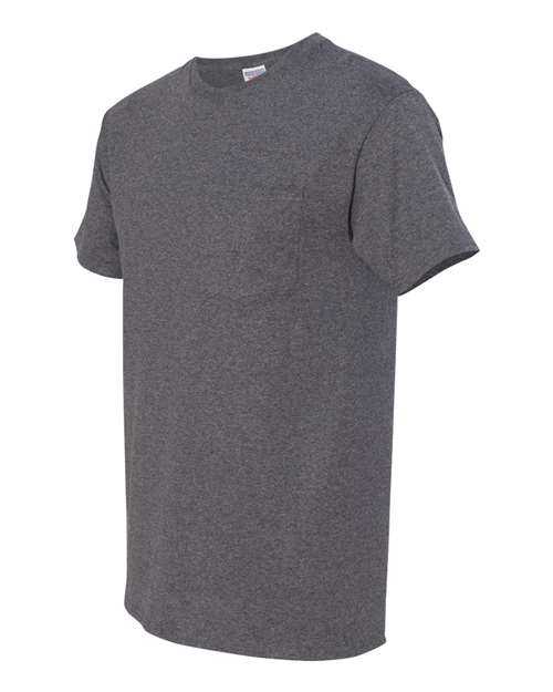 Jerzees 29MPR Dri-Power 50 50 T-Shirt with a Pocket - Black Heather - HIT a Double
