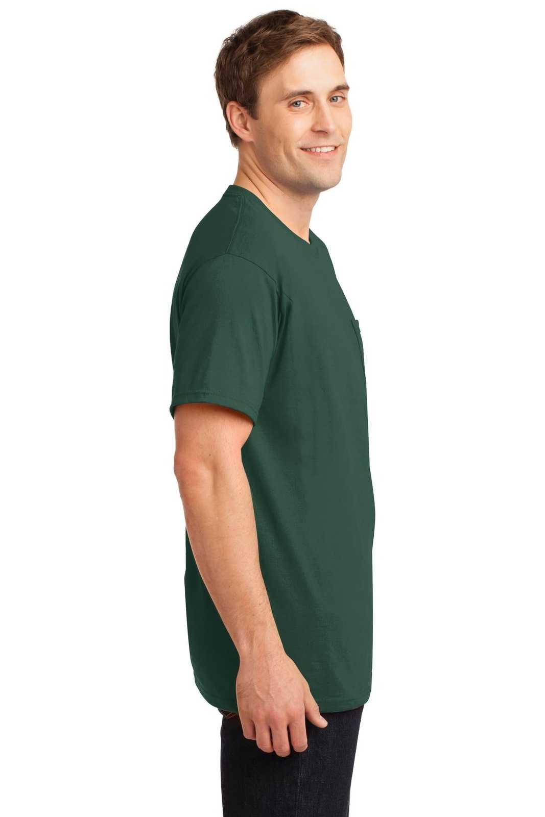 Jerzees 29MP Dri-Power 50/50 Cotton/Poly Pocket T-Shirt - Forest Green - HIT a Double