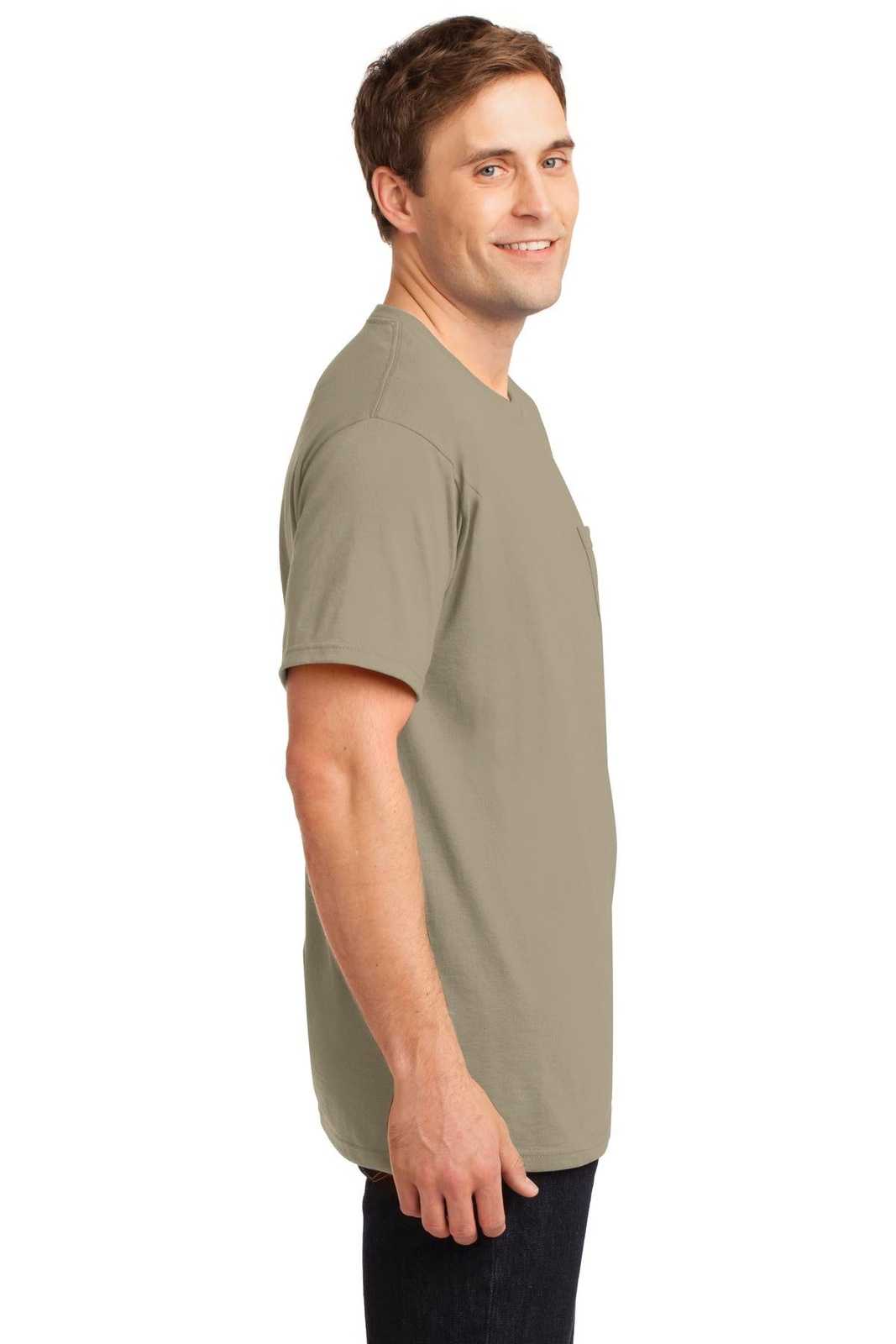Jerzees 29MP Dri-Power 50/50 Cotton/Poly Pocket T-Shirt - Khaki - HIT a Double