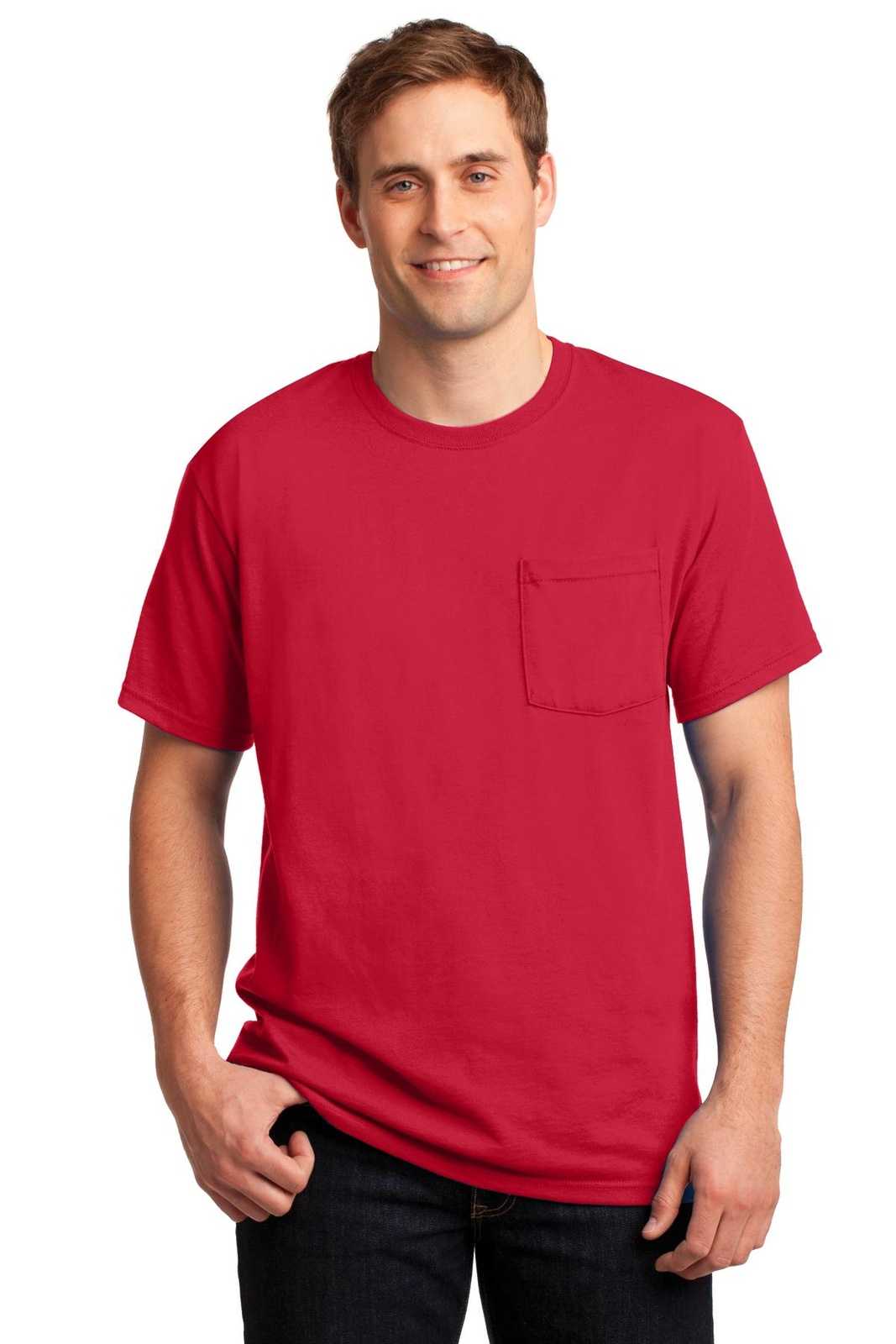 Jerzees 29MP Dri-Power 50/50 Cotton/Poly Pocket T-Shirt - True Red - HIT a Double